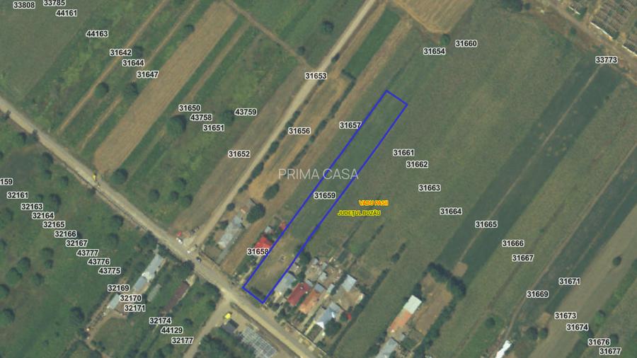 Teren intravilan zona Vadu Pasii BZ 4.000mp d=20m drum asfaltat utilitati Pret: - 2