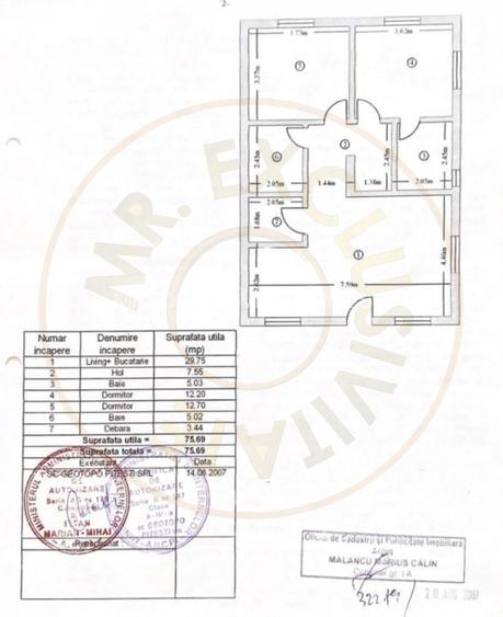 Apartament 3 camere Geamana Bloc 2007, decomandat, etaj 1 - 15