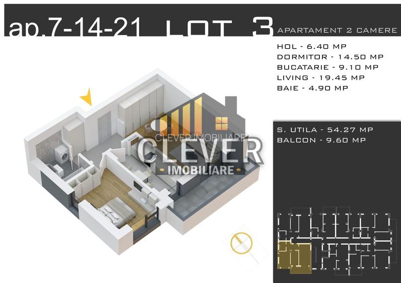 Apartament 2 camere 64 mp, Parcare Bonus comision 0, Pallady - 2
