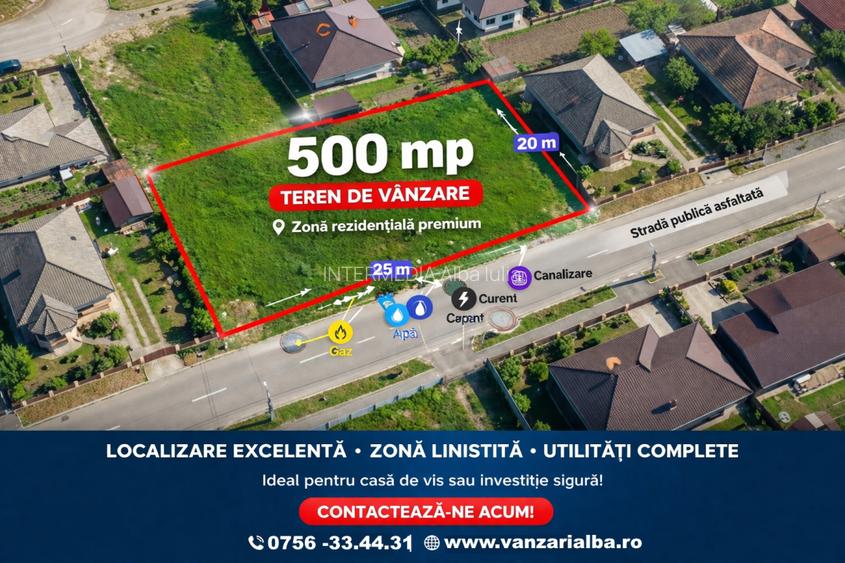 Teren intravilan 500mp, zona Alba Micesti, cu utilitati - 2