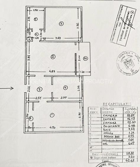 Apartament cu 3 camere , etajul 1, situat în inima orașului. - 10