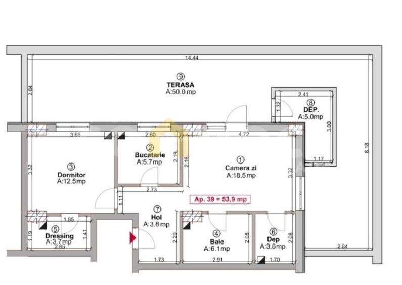 Apartament 2 camere de vanzare | SU 54 mp + 50 mp terasa | Boxa | Floresti  - 4