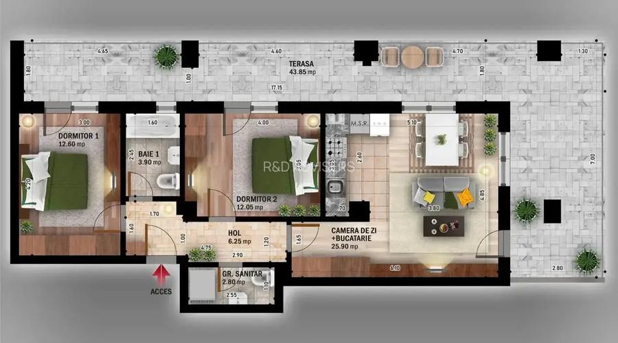 Apartament 3 camere Bloc Exclusivist ( 21 de apart )Mutare Imediata !! - 2