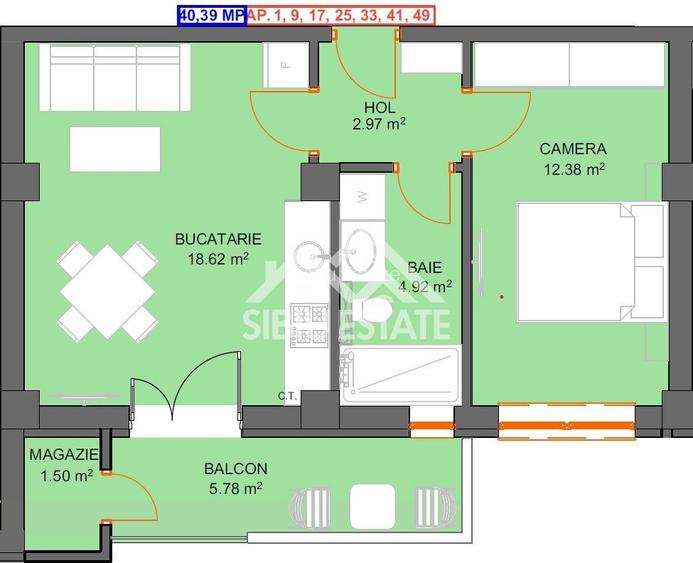 Apartament Doamna Stanca cu parcare si  vedere spre munte, Comision 0 - 1