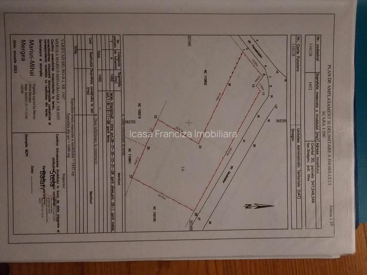 Propun spre vânzare teren cu deschiderea 65m - 2