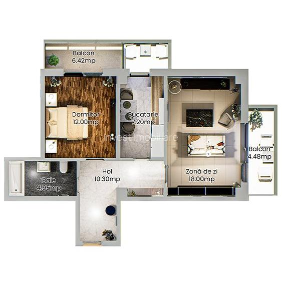 Apartament 2 camere - spatios intr-un complex rezidential nou din Podu Ros - 25