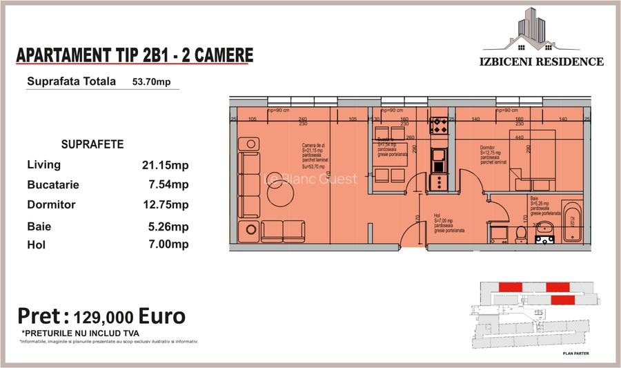 Apartament 2 Camere TIP 2B1 in complex Izbiceni Residence - 2