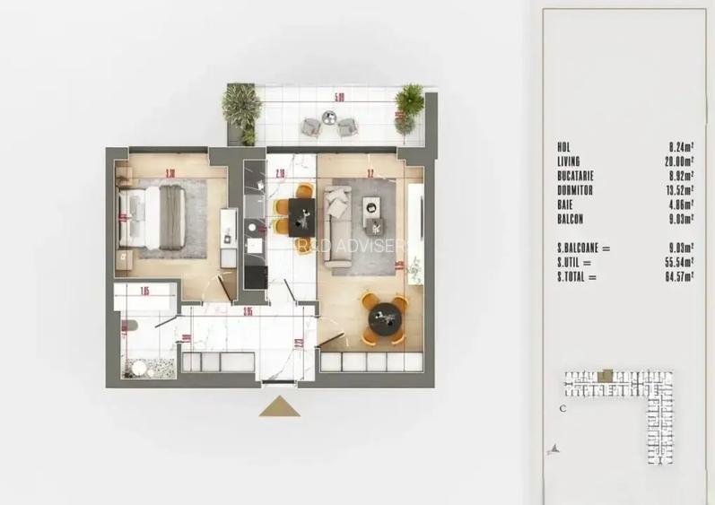 Titan Pallady 2 Camere Decomandat ansamblu premium cu spatiu verde - 6