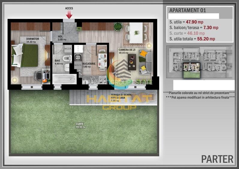 Pallady 2 camere 55 mp + curte proprie 46 mp bloc Boutique - 2