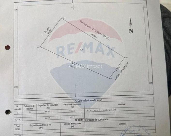 Teren constructii 14 600 mp de vanzare Frumusani 90 m deschidere - 1