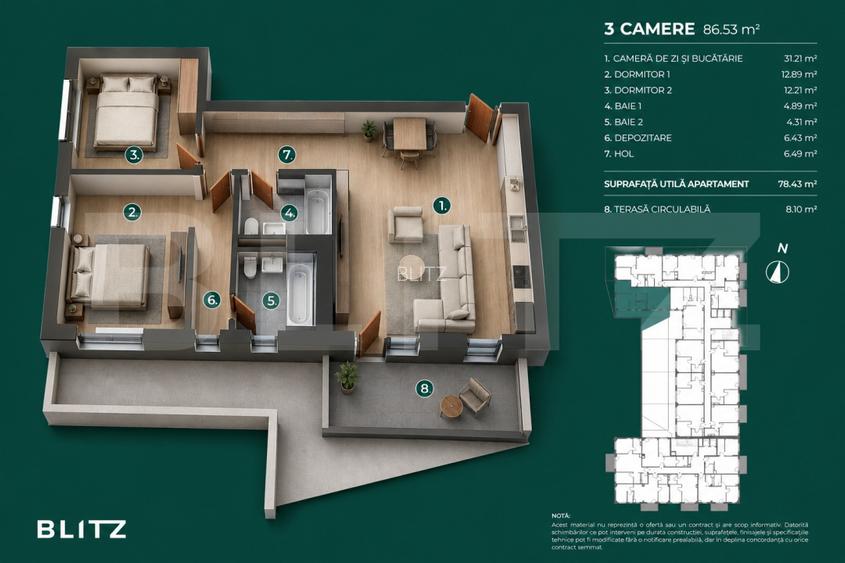 Apartament 3 camere premium | Ansamblu nou | Buna Ziua - 2