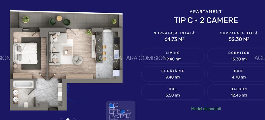Apartament 2CD, 63.34mp - 2