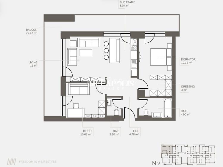 Apartament Premium | 3 camere | Bartolomeu | 63 MP - 2