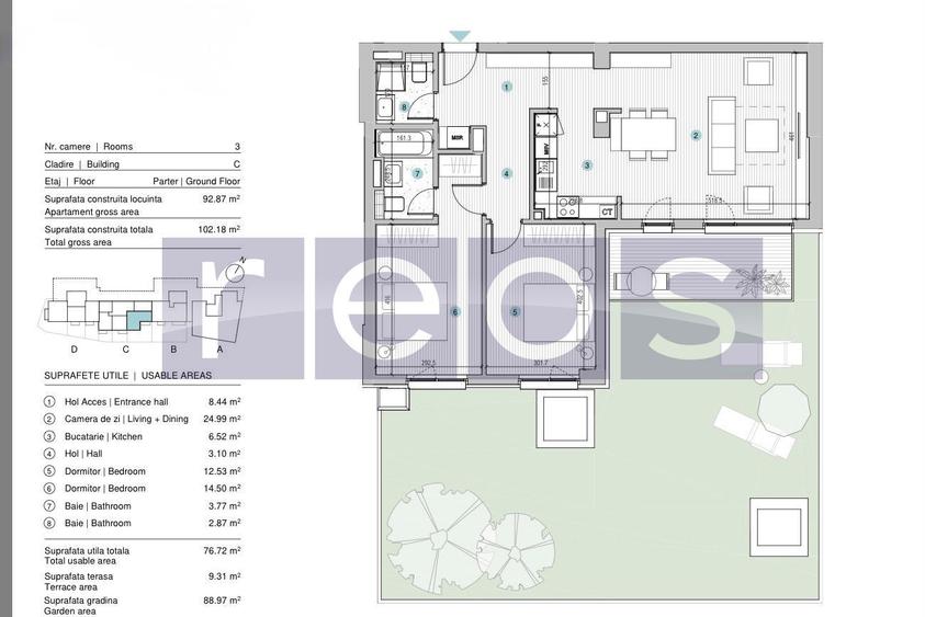 VANZARE 3 CAMERE | CURTE 88 MP | MOBILAT SI UTILAT LUX | STRAULESTI | - 35