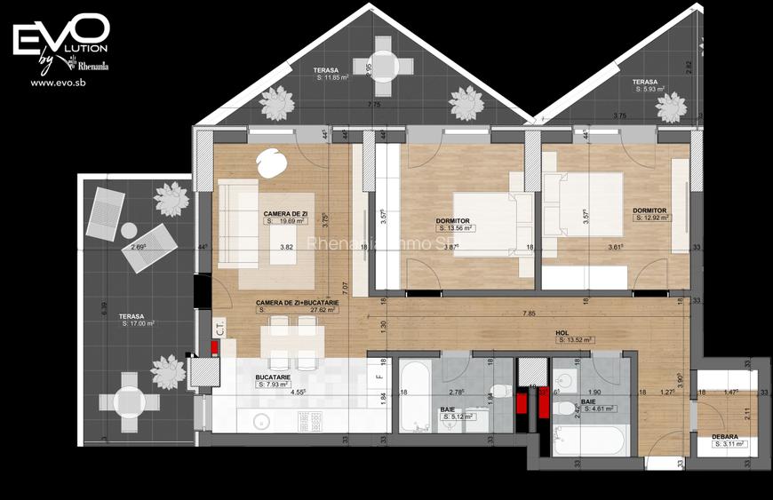 AP. 3 CAMERE | 3 TERASE | 115 MP | SHOPPING CITY SIBIU | Evolution Apartments - 4