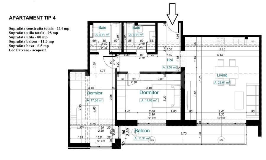 BLOC NOU | 3 camere | 114 mpc | Boxa - 1