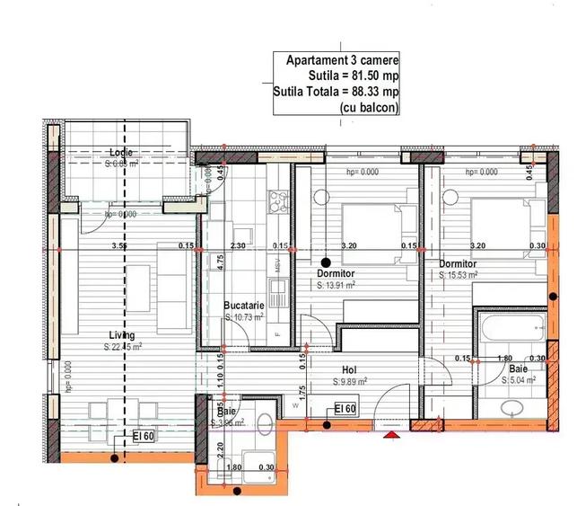 Apartament 3 camere / 82 mp Utili / 1 Decembrie 1918 / 3 etaje / NOU - 4