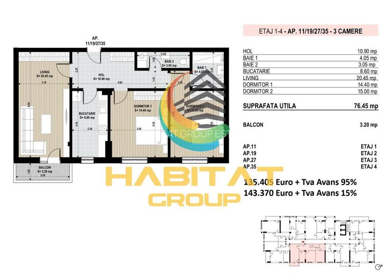 Apartament 3 Camere Sector 4 Grand Arena 79.65Mp - 1