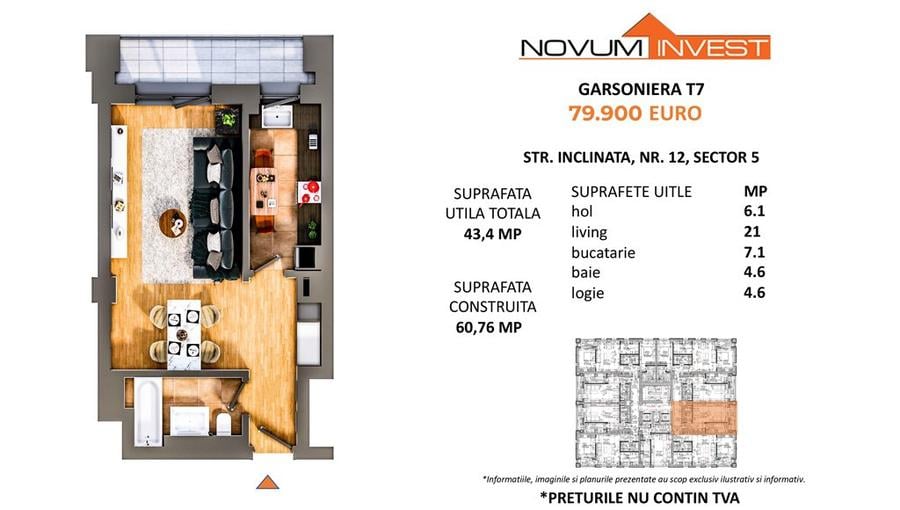 Garsoniera Ansamblu Premium NOVUM Viilor COMISION 0% - 10