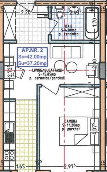 Apartament 2 camere, 37.20 mp, zona Avram Iancu