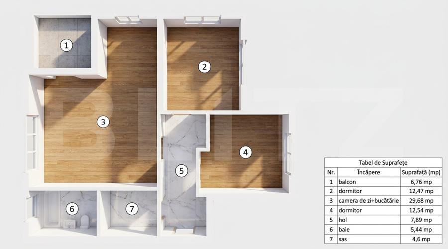 Apartament cu 3 camere, 72.62 mp — zona Valea Ghinzii