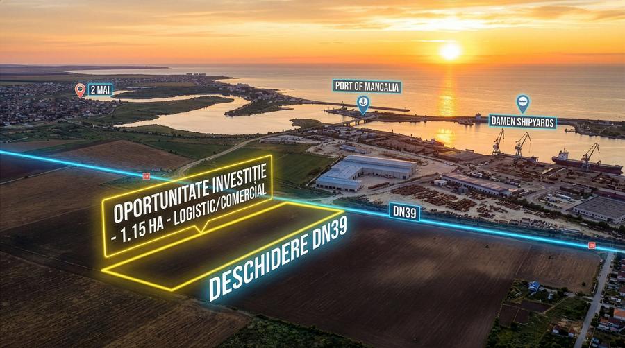 Constanța 11.500 mp Intravilan Port Mangalia 2 Mai Front 44m DN39 Logistic