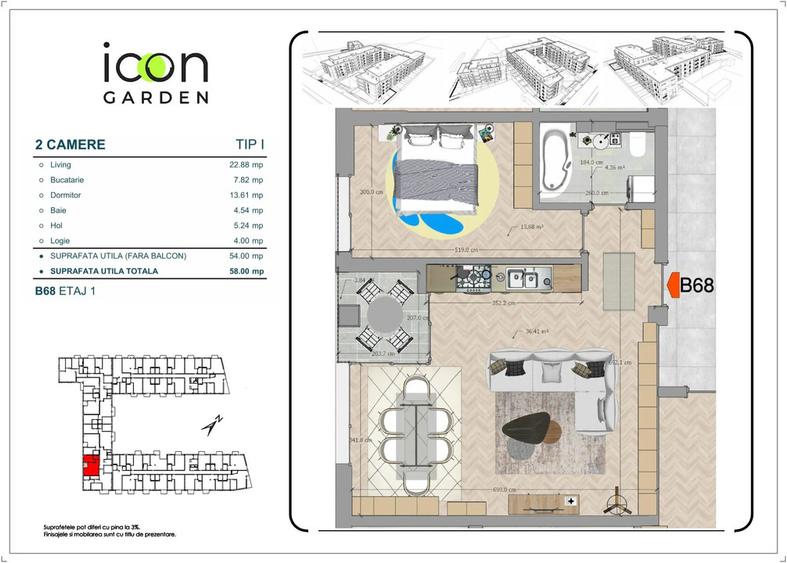 Apartament 2 camere - ICON Garden - zona Moșilor
