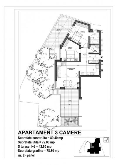 3 camere | Dacia-Mosilor | Grădină proprie | 73,6 mp | Bloc nou 2026