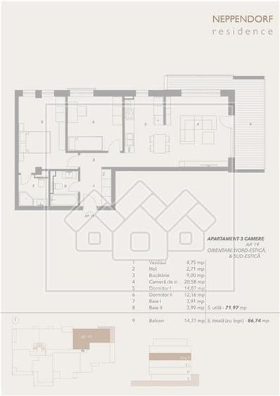 Apartament 3 camere, terasa mare, bloc nou, incalz pardoseala