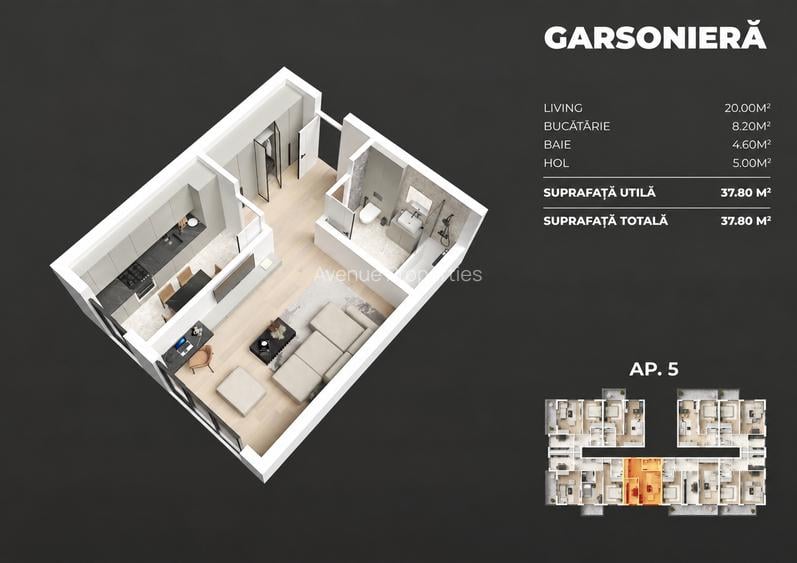 Garsonieră 37,8 mp | Ultima Disponibilă | Metrou Berceni M2 - 8