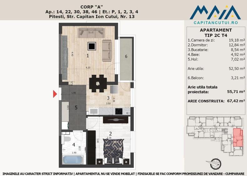 2 camere, Finisaje Premium, Central, Langa padure, Capitan Cutui, Pitesti