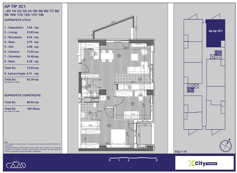 Apartament NOU, cu 3 camere în Timișoara, parcare subterană inclusă