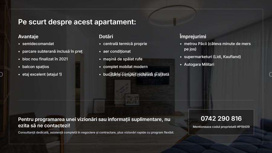 2 Camere | Metrou Păcii | Parcare Subterană | Bloc 2021 - 9