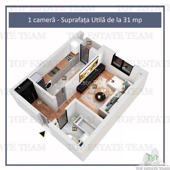 Promotie de PASTE! Studiou cu finisaje premium si mobila de bucatarie inclusa, i - 2