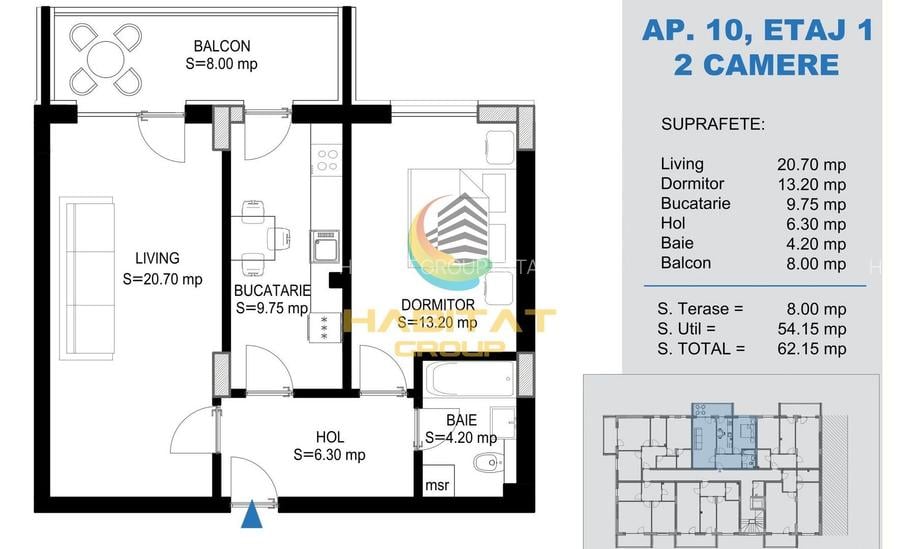 Pallady 2 camere decomandat 62 mp la 15 min. metrou Teclu - 2