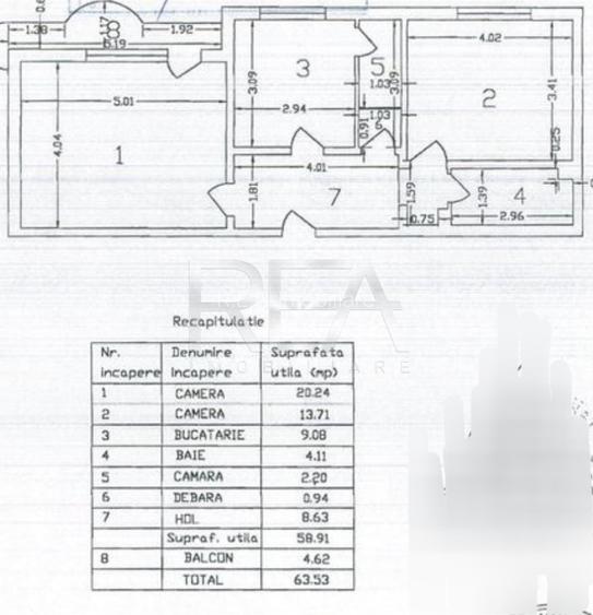 2 camere, 4/8, bloc 1989, 63,53 mp, centrala-Strada Dorneasca - 9