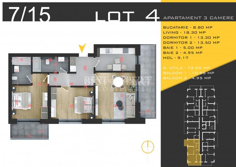 3 Camere Direct Dezvoltator Incalzire in Pardoseala - 5