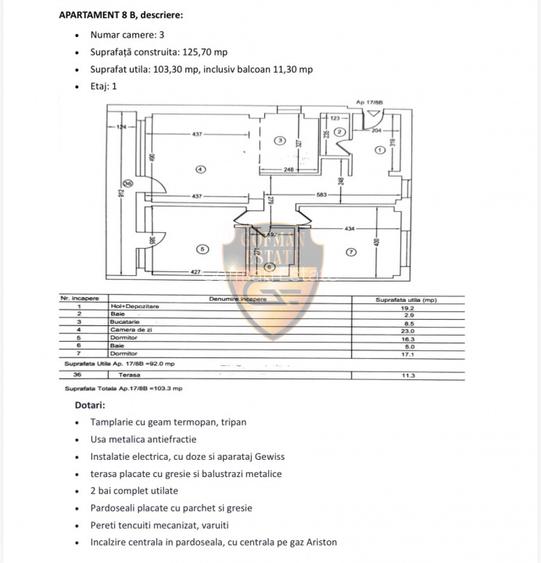 3 camere, Dacia 103 mp, balcon 11 mp, 2 bai, incalzire pardoseala, centrala gaz - 17