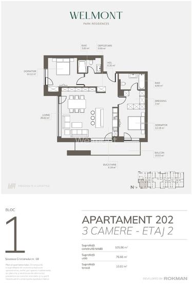 Dezvoltator, Apartament trei camere open space , Welmont/Rokman - 6