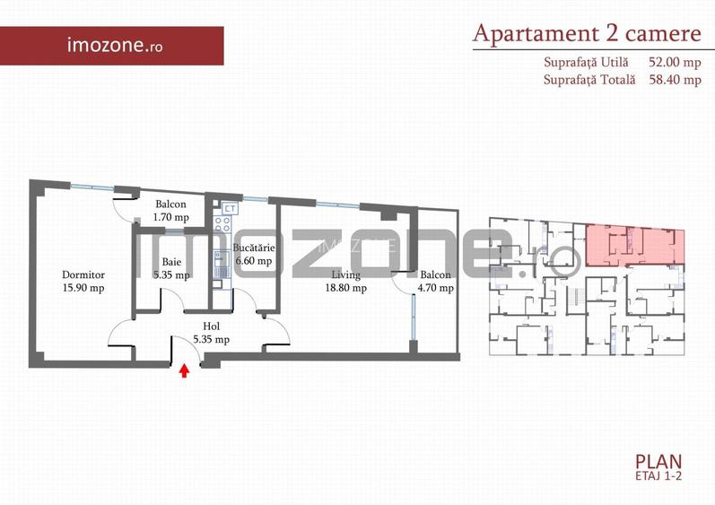Apartament 2 camere, 57 mp, decomandat, etaj 1/4, MILITARI Pacii, COMISION 0% - 1