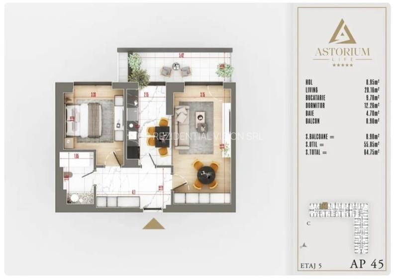 AP. 2 CAM. DECOMANDAT -ETAJ 3 / PROIECT PREMIUM, ASTORIUM LIFE! - 3
