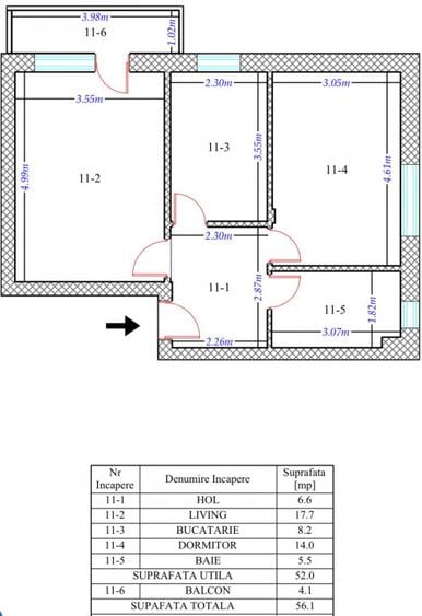 Apartament de 2 camere 56 mp – Pallady, etaj 1/3, parcare, prima închiriere - 12