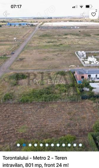 Teren intravilan, 801 mp, fs 24 ml, Torontal Metro 2 - 3