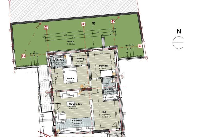 Apartament 3 camere cu terasa de 86 m2 in apropiere de parcul Central - 6