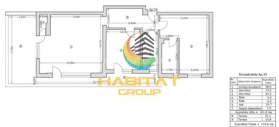 Pallady Penthouse 3 camere 100 mp + terasa 32 mp GATA MUTARE - 3