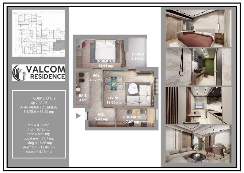 Valcom Residence Bartolomeu, 2 camere, terasa 6.52 mp, Comision 0% - 7