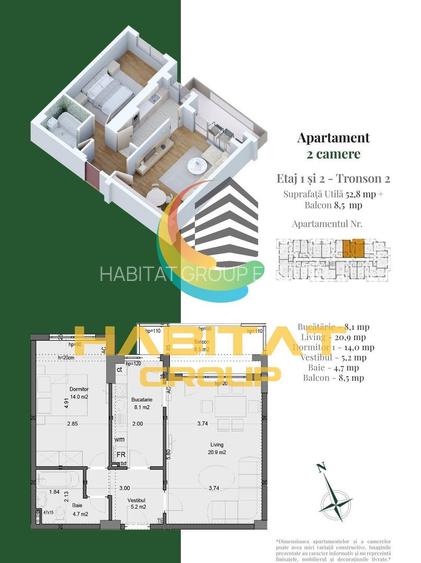 Pallady 2 camere decomandat spatios 61 mp bloc tip Boutique - 2