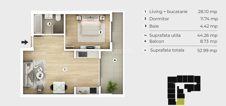 Apartament 2 camere, predare la cheie-7 minute metrou Berceni-Comision 0% - 7