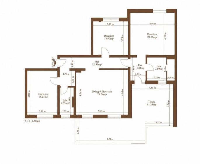Apartament 4 Cam, 2 bai, terasa 40mp -Bloc Nou- Zona Plopi-Comision 0% - 16