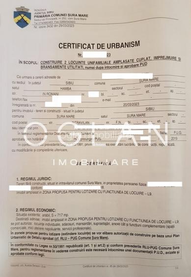 Teren constructie P+M, Sura Mare- Hamba, 717mp, utilitati - 10